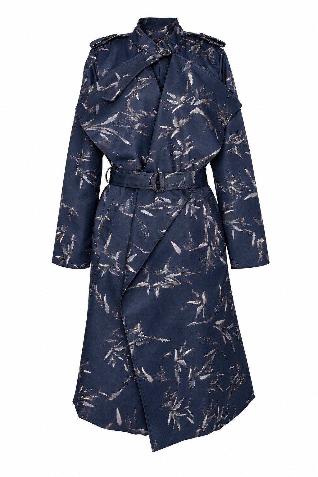 Navy Botanical Wrap Trench Coat ΠΑΝΩΦΟΡΙ AMARA - Image 1